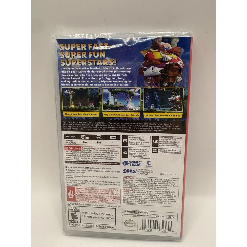 Sonic Superstars Nintendo Switch Sealed Sega 2023 Sonic Team Rated E Knuckles